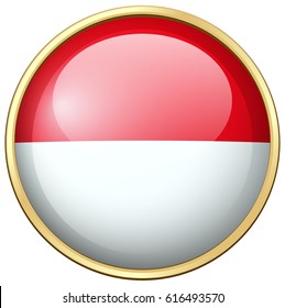 Indonesia Flag On Round Badge Illustration