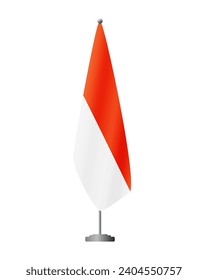 Bandera de Indonesia en el puesto de bandera para las reuniones oficiales, fondo transparente, vector