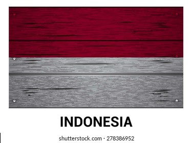 Indonesia flag on wood texture background - vector illustration