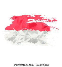 Indonesia flag painted by brush hand paints. Art flag.