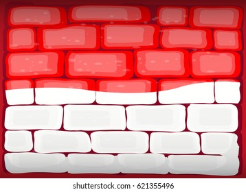 Indonesia flag painted on brickwall illustration