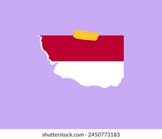 Indonesia flag paper texture, single-piece element, vector design, Indonesia flag taped on wall, decoration or celebration idea