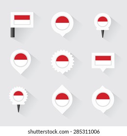 indonesia flag and pins for infographic, and map design