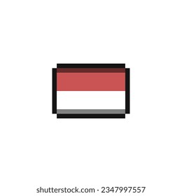 Ilustración del vector de arte de píxeles de la bandera de Indonesia con fondo blanco