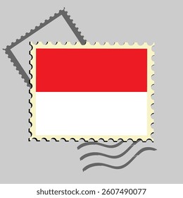 Indonesia flag postage stamp. Isolated vector illustration on grey post stamp background