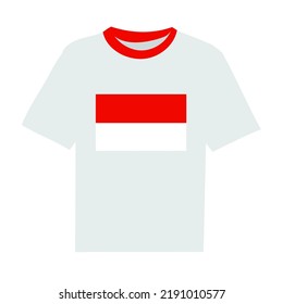 Indonesia flag printed t-shirt vector illustration isolated on white background.
