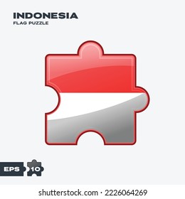 Piezas del rompecabezas de la bandera de Indonesia. ilustración vectorial aislada en fondo blanco