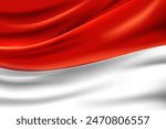 Indonesia flag red, white realistic silk vector