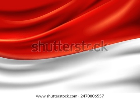 Indonesia flag red, white realistic silk vector
