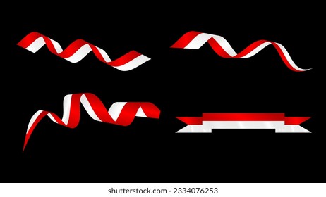 Indonesia flag ribbon set collection vector illustration