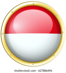 Bandera de Indonesia en ilustración de marco redondo