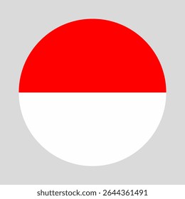 Indonesia flag in round style. Indonesia flag icon. Official standard colors. Round or circle flag. Perfect for badges, apps, stickers, national events, or patriotic design projects.
