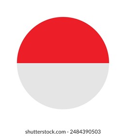 Icono redondeado de la bandera de Indonesia. Ilustración vectorial