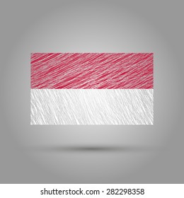 Indonesia Flag. Scratched texture. Transparent background.