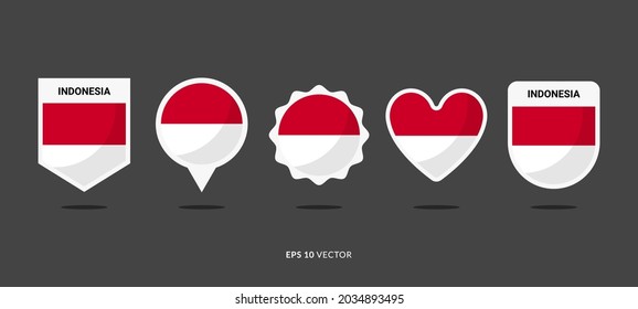 Indonesische Flagge Set Vektorgrafik. Gut verwendet für Aufkleber, Logo, Symbol, Clipart usw. - EPS10 Vector