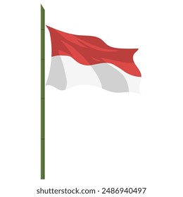 Indonesia Flag with Spiky Sharpened Bamboo Vector Flat Design