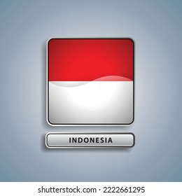 Indonesia flag square button vector illustration