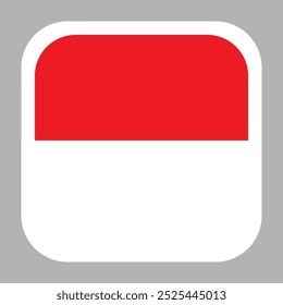 Indonesia flag square flat vector with rounded corners and white border, vector illustration