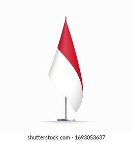 Indonesia flag state symbol isolated on background national banner. Greeting card National Independence Day of the Republic of Indonesia. Illustration banner with realistic state flag.