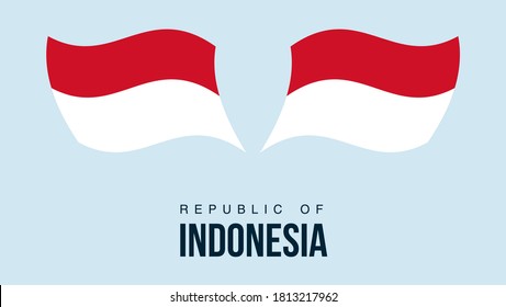 Indonesia flag state symbol isolated on background national banner. Greeting card National Independence Day of the Republic of Indonesia. Illustration banner with realistic state flag.