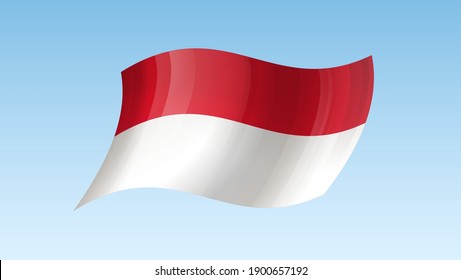 Indonesia flag state symbol isolated on background national banner. Greeting card National Independence Day of the Republic of Indonesia. Illustration banner with realistic state flag.