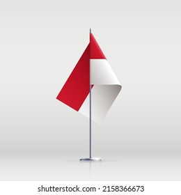 Indonesia flag state symbol isolated on background national banner. Greeting card National Independence Day of the Republic of Indonesia. Illustration banner with realistic state flag.