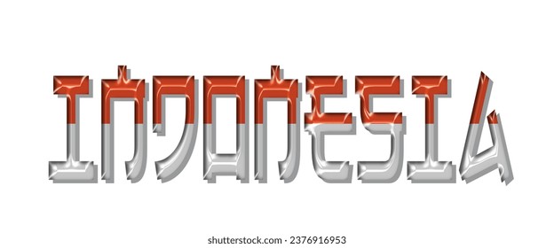 fuente de texto del indicador INDONESIA, fondo coloreado 3D INDONESIA, ilustración vectorial del indicador INDONESIA