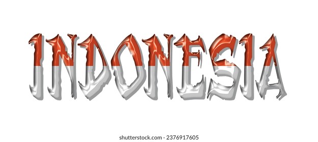 INDONESIA flag text font, 3D INDONESIA  colorful background, INDONESIA  flag vector illustration