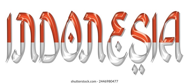 Schriftart für Indonesien-Flagge, 3D-Indonesien-Flagge bunter Hintergrund, Indonesien-Flagge Vektorillustration