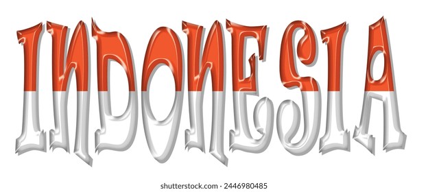 Indonesia flag text font, 3D Indonesia flag colorful background, Indonesia flag vector illustration