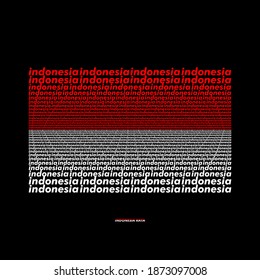Indonesia Flag in Typography design for flyer, print t shirt, etc.