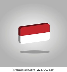 Diseño plano del vector de bandera de Indonesia 3D Ilustrator