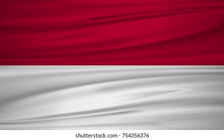 Indonesia flag vector. Vector flag of Indonesia blowig in the wind. EPS 10.