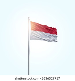 Indonesia Flag Vector Illustration, National Flag of Indonesia with Official Colors, Indonesian Flag Background, Independence Day. Indonesia Flag Waving Vector Design.