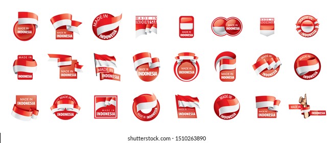 Indonesia flag, vector illustration on a white background