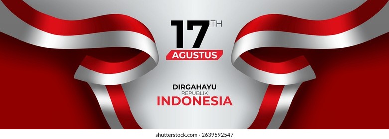 Indonesia flag vector Independence Day banner red and white background