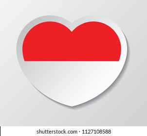 indonesia flag vector in love heart shape