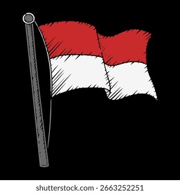 Ilustración roja y blanca del Vector de la bandera de Indonesia