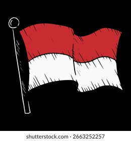 Indonesia Flag Vector Red and White Illustration