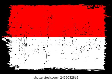 Bandera de Indonesia - bandera vectorial con efecto de rasguño elegante y marco de grunge negro.