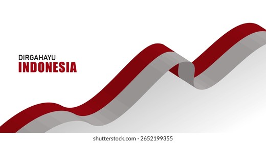 Bandeira da INDONÉSIA onda fluindo flutter banner conceito e branco cópia espaço fundo vetor ilustração.
