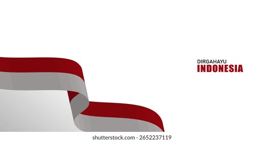 Bandeira da INDONÉSIA onda fluindo flutter banner conceito e branco cópia espaço fundo vetor ilustração.