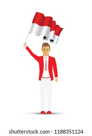 Indonesia flag waving man