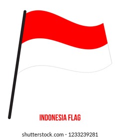 Indonesia Flag Waving Vector Illustration on White Background. Indonesia National Flag.