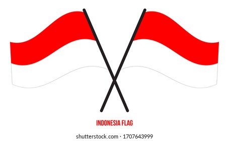 Bandera de Indonesia ondeando ilustración vectorial en fondo blanco. Bandera Nacional de Indonesia.