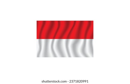 Bandera de Indonesia ondear ilustración vectorial icono Indicador Color estándar Tamaño estándar Indicador rectangular Ilustración de la computadora Ilustración digital.
