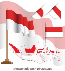 Indonesia Flags Popular Vector Stock Vector (Royalty Free) 1042367215 ...