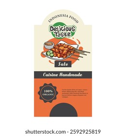 Indonesia food label design template packaging vector