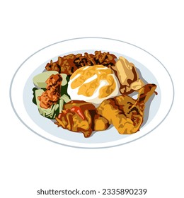 Indonesia food padang rice vector for templates or wallpaper