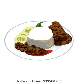 Indonesia food padang rice vector for templates or wallpaper